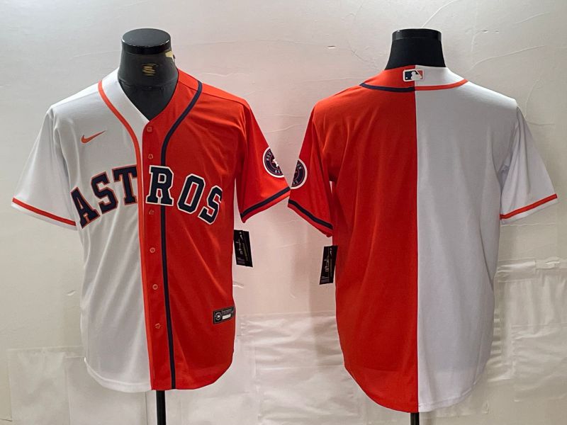 Men Houston Astros Blank White orange Nike 2024 MLB Jersey style 1